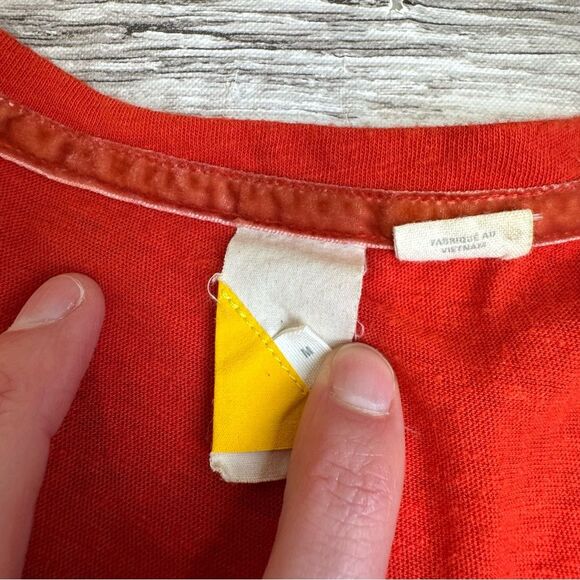 Anthropologie Knit Jersey Pocket Tee Orange Red Casual Top Women’s M - Picture 5 of 13